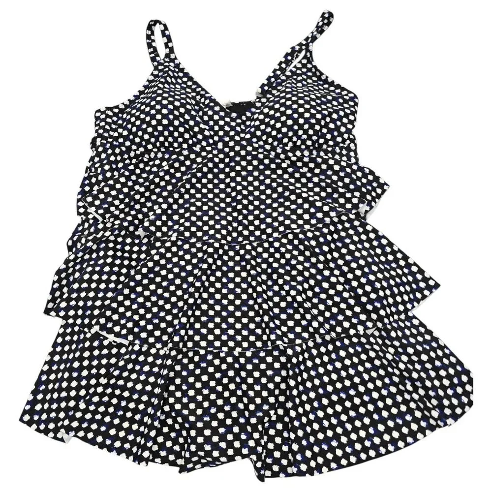 Jaclyn Smith One Piece Swimsuit Polka Dot Black White Layered Womens Size 20 - Picture 9 of 14